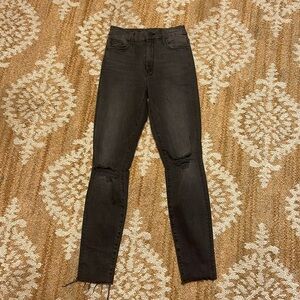 Mother jeans size 27 black distressed The looker ankle fray